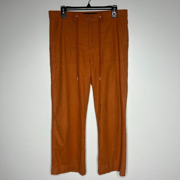 Sanctuary Women's Standard Surplus Linen Blend Drawstring Pants Sz 28 Rust Brown - Picture 2 of 9